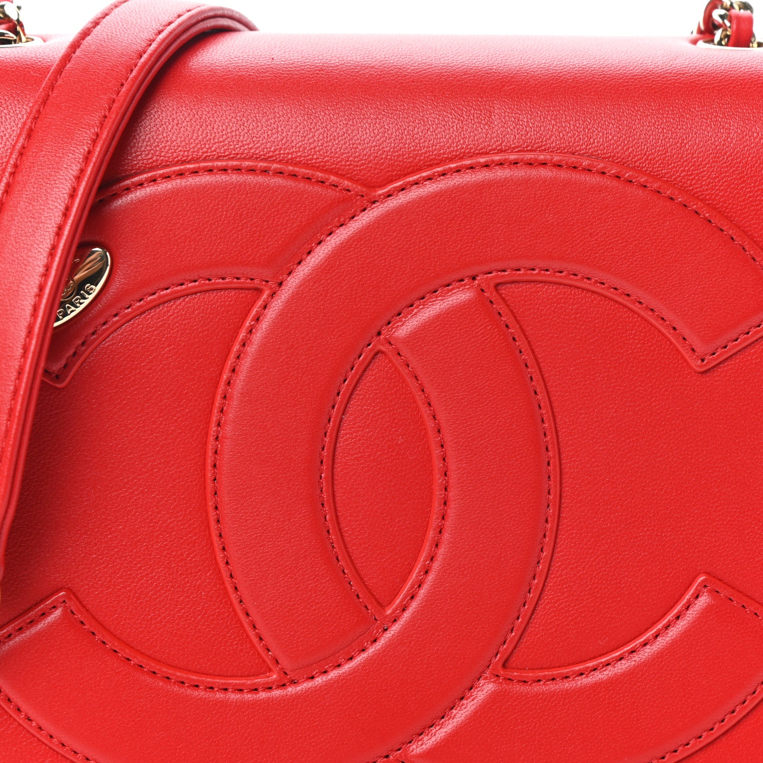 Chanel Lambskin CC Mania Flap Bag Red 8 of 10