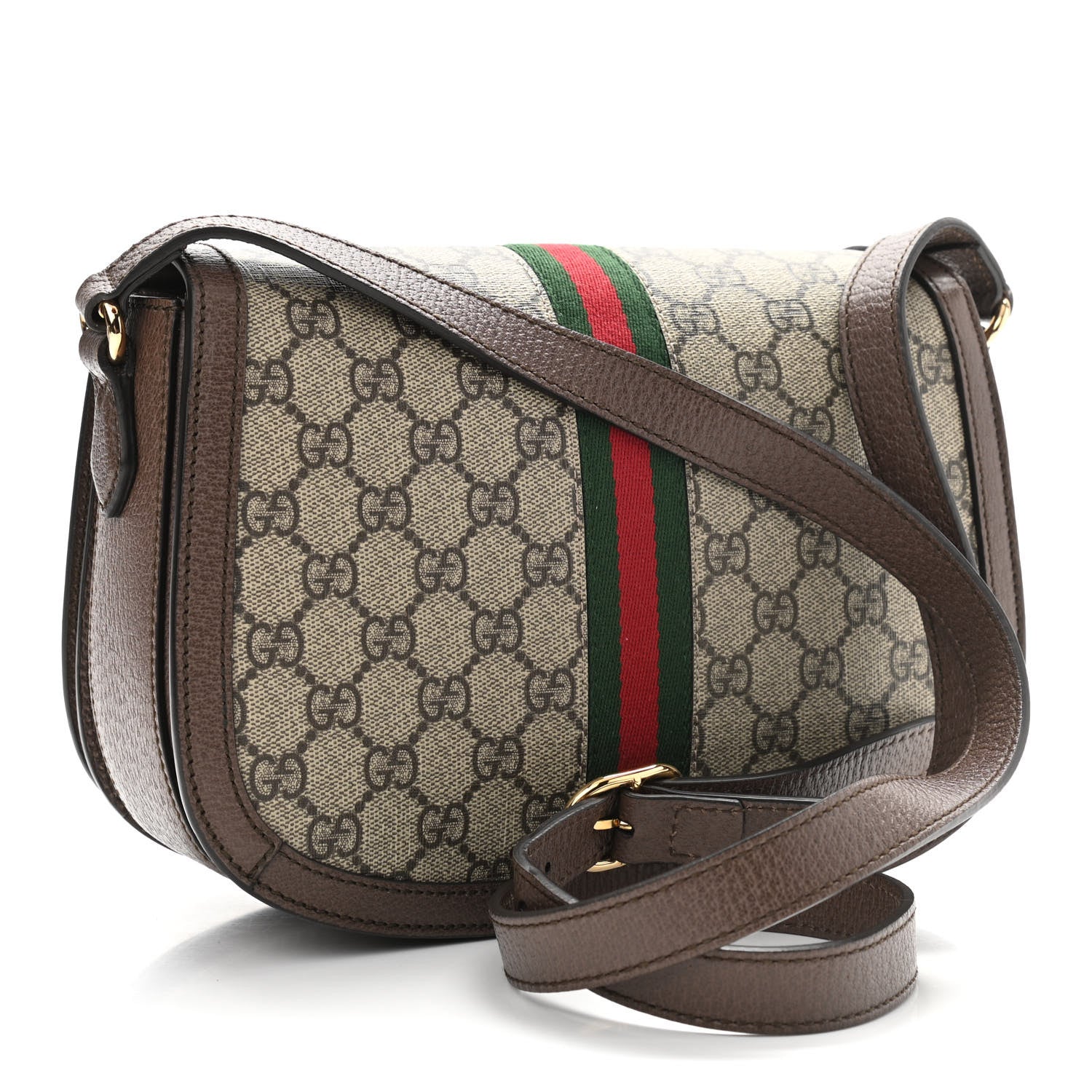 Gucci GG Supreme Monogram Web Small Ophidia Flap Messenger Bag Brown 3 of 17