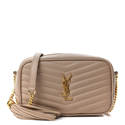 Saint Laurent Grain De Poudre Matelasse Monogram Mini Lou Camera Bag Dark Beige 1 of 12