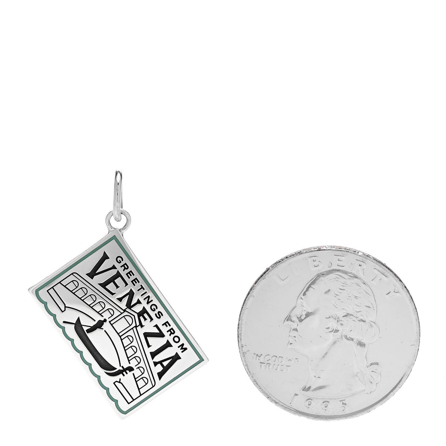 Sterling Silver Enamel Venezia Postcard Charm Blue