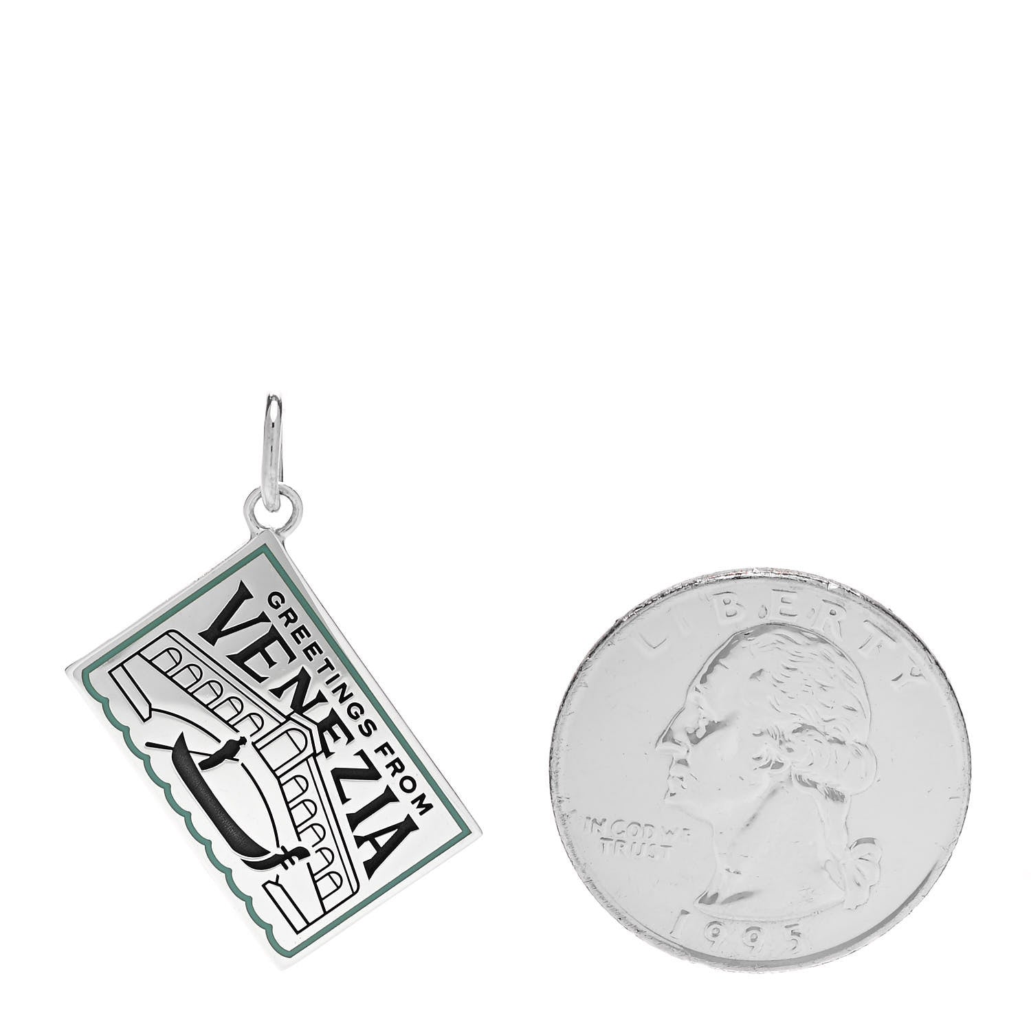 Tiffany Sterling Silver Enamel Venezia Postcard Charm Blue 2 of 4