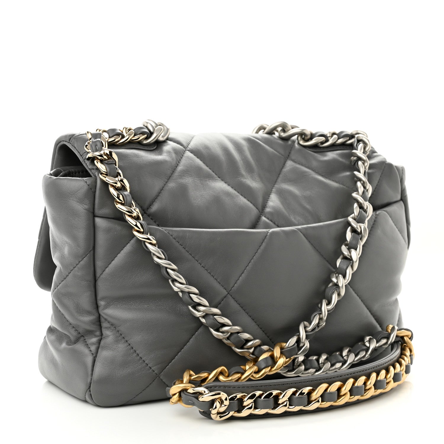 Chanel Lambskin Quilted Large Chanel 19 Flap Dark Grey 3 of 10