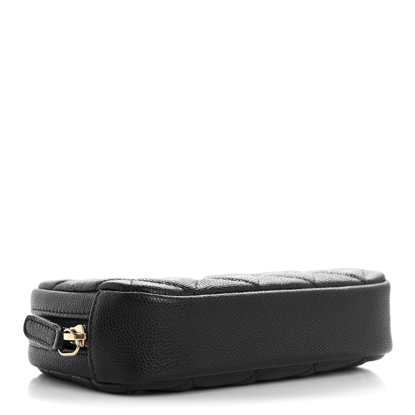 Caviar Quilted Small Curvy Pouch Cosmetic Case Black