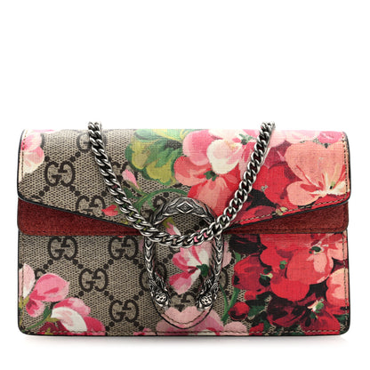 Gucci GG Supreme Monogram Blooms Super Mini Dionysus Shoulder Bag Beige Multicolor Dry Rose 1 of 9