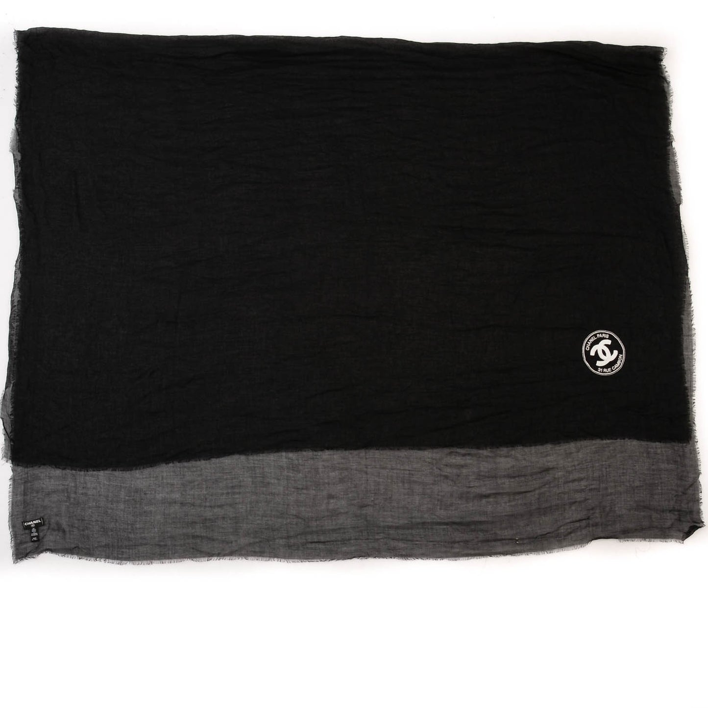 Modal Cashmere Sequins Logo Scarf Shawl Black White