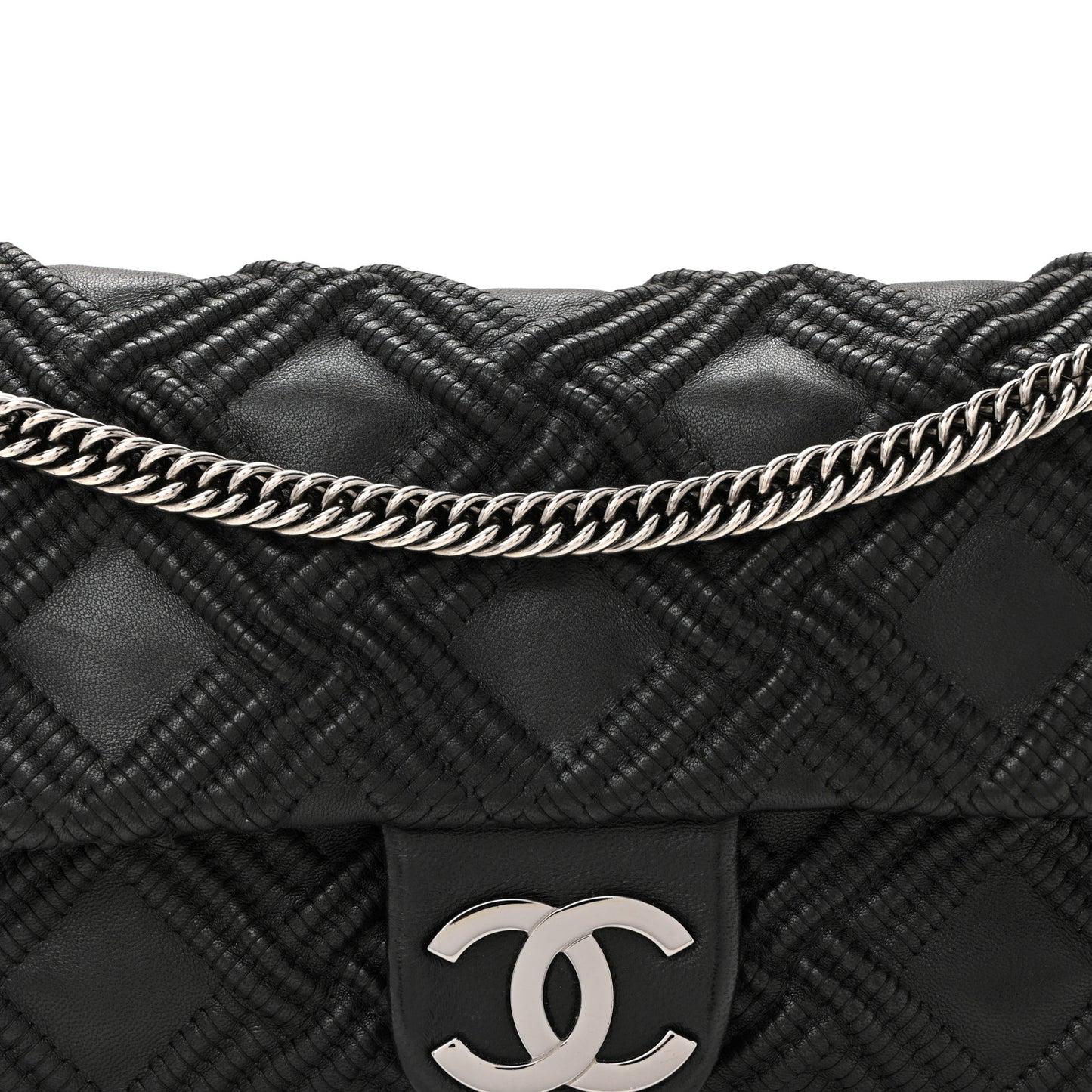 Lambskin Stitch Small Walk Of Fame Rectangular Flap Black
