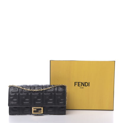 Fendi Nappa Matisse FF Embossed Continental Wallet On Chain Black 11 of 11