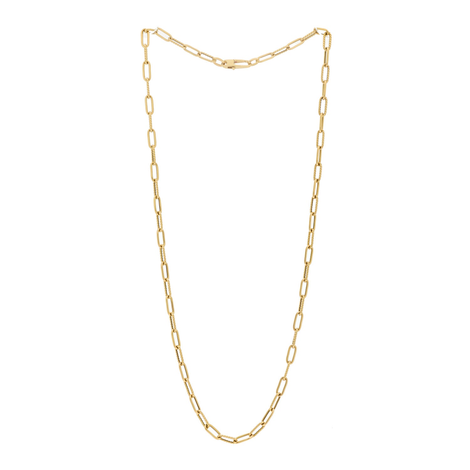 Roberto Coin 18K Yellow Polished and Fluted Paperclip Chain Necklace 3 of 5