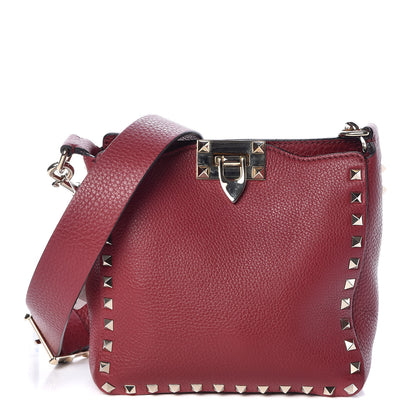 Valentino Garavani Pebbled Calfskin Mini Rockstud Flip-Lock Messenger Bag Rubino 1 of 8
