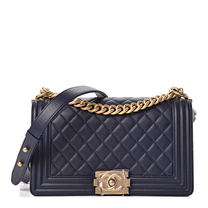 Chanel Caviar Quilted Medium Boy Flap Navy 1 of 11
