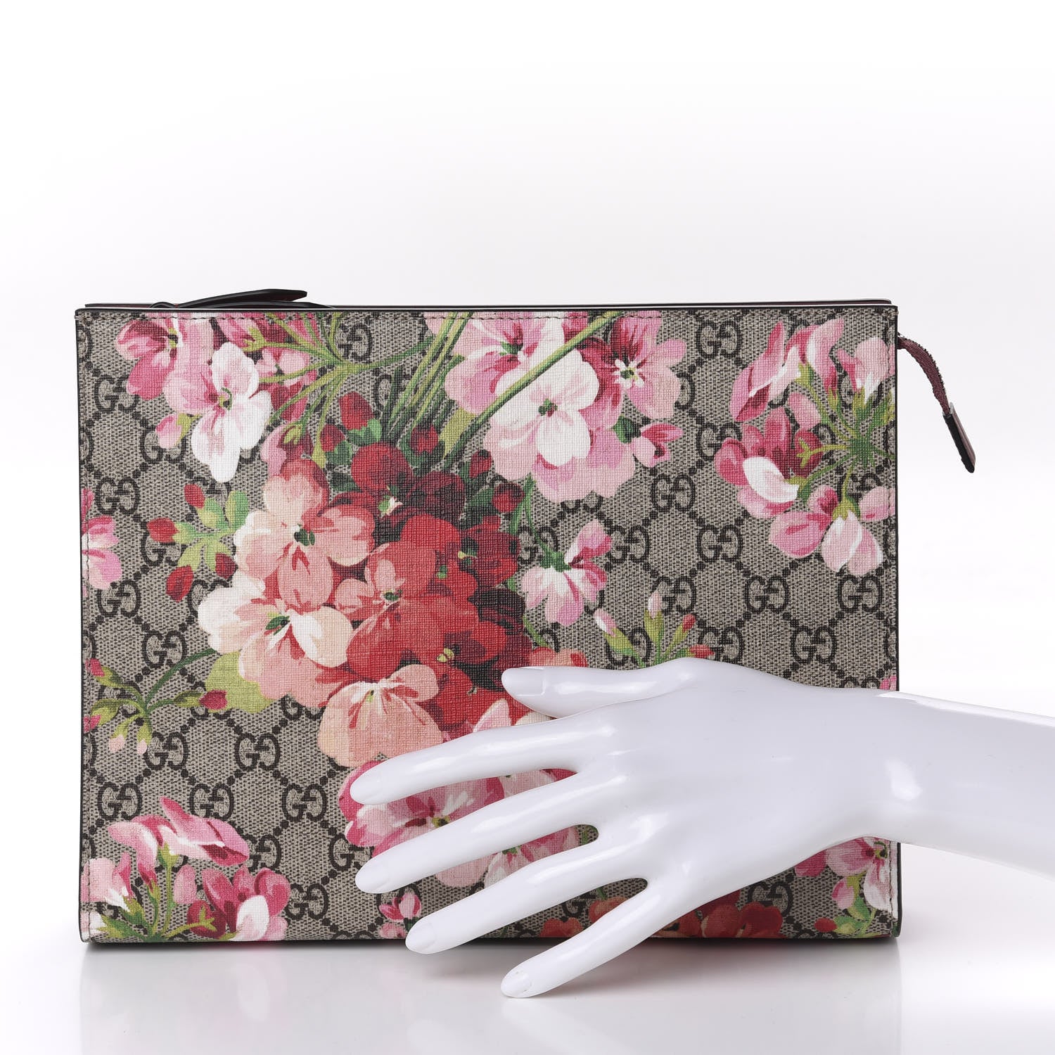 Gucci GG Supreme Monogram Blooms Large Cosmetic Case Beige Multicolor Dry Rose 2 of 7