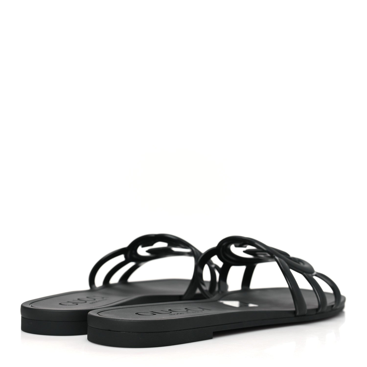Gucci Rubber Womens Interlocking G Slide Sandals Black 4 of 8