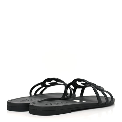 Gucci Rubber Womens Interlocking G Slide Sandals Black 4 of 8