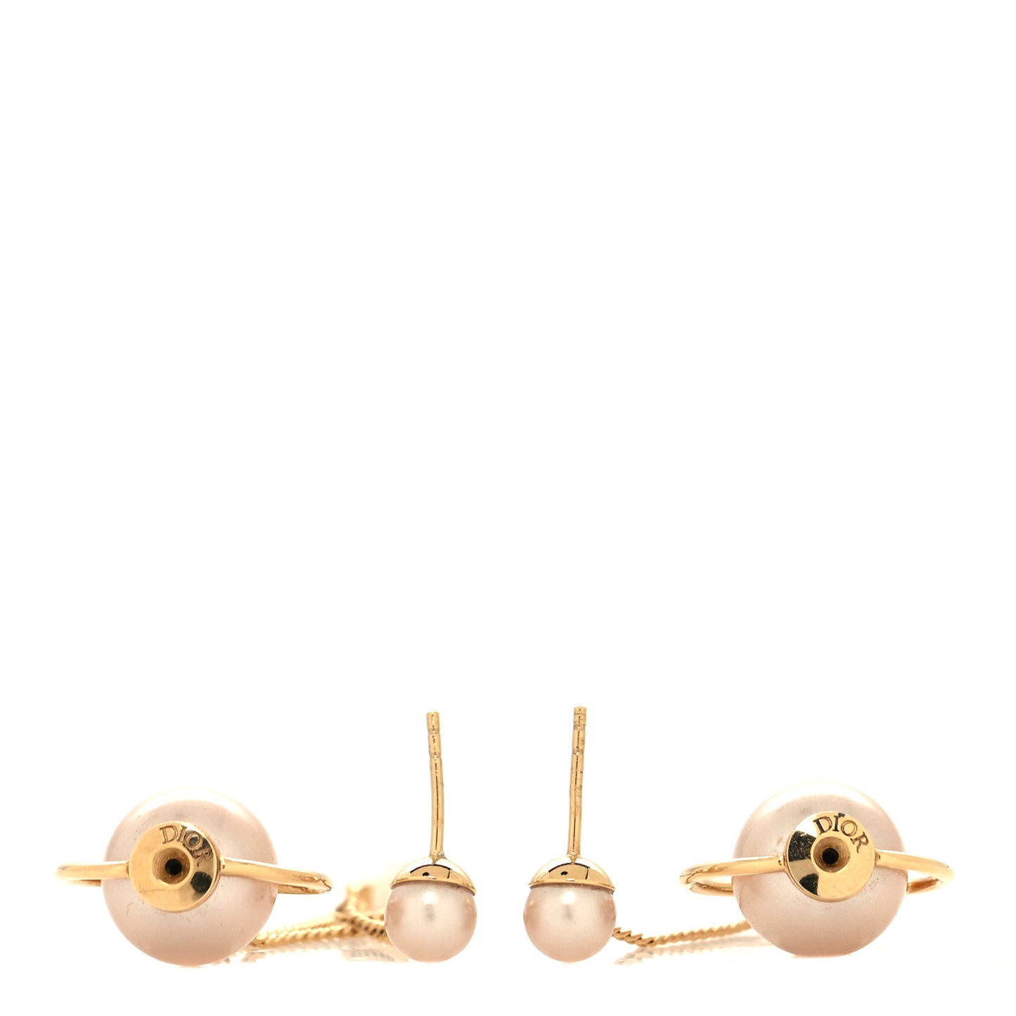 Pearl Tribales Dangle Chain Earrings Pink Gold