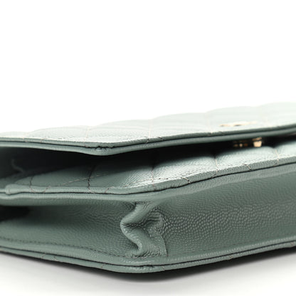 Chanel Caviar Quilted Wallet On Chain WOC Dark Green 10 of 12