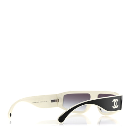Chanel Acetate Cat Eye Sunglasses 6057 White Black 4 of 8