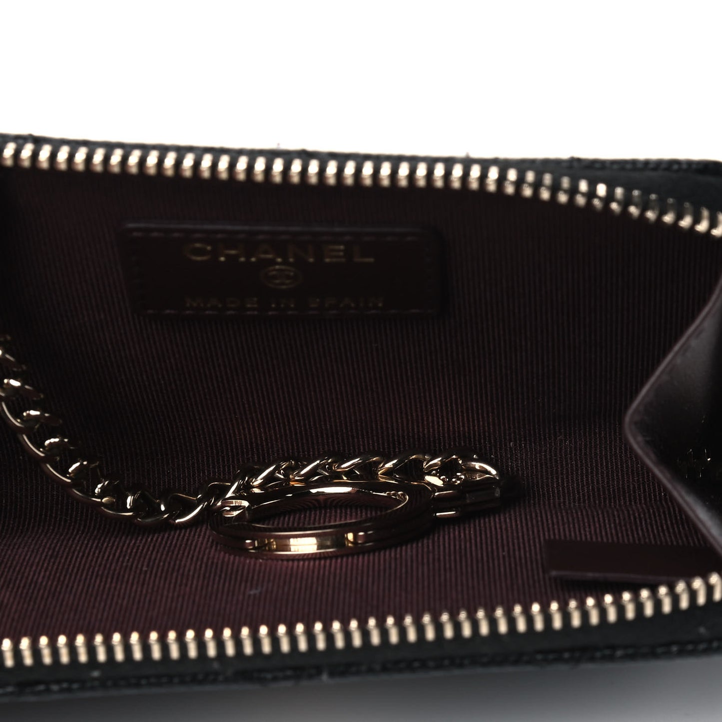 Caviar Quilted Zipped Key Holder Case Black