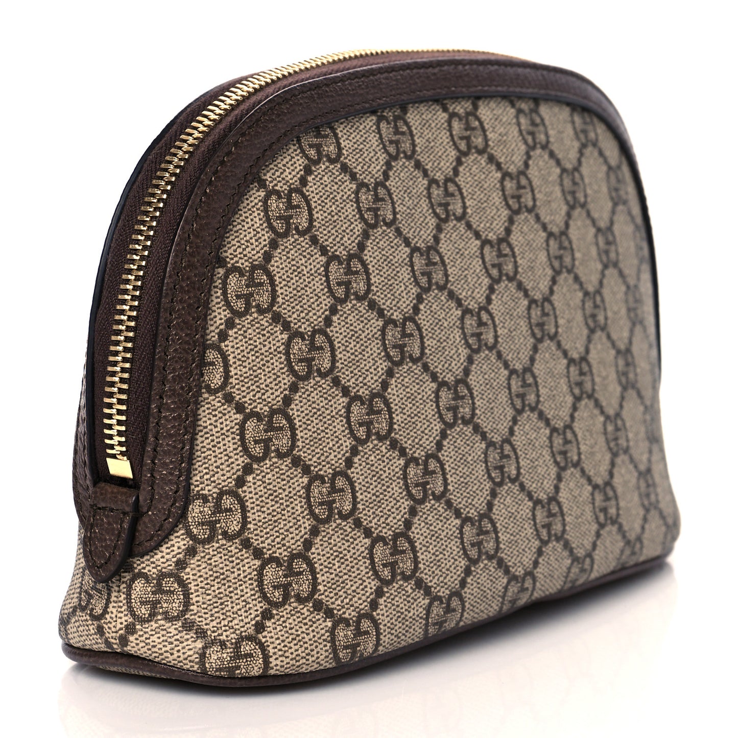 GG Supreme Monogram Textured Calfskin Web Large Ophidia Cosmetic Case Beige Ebony New Acero