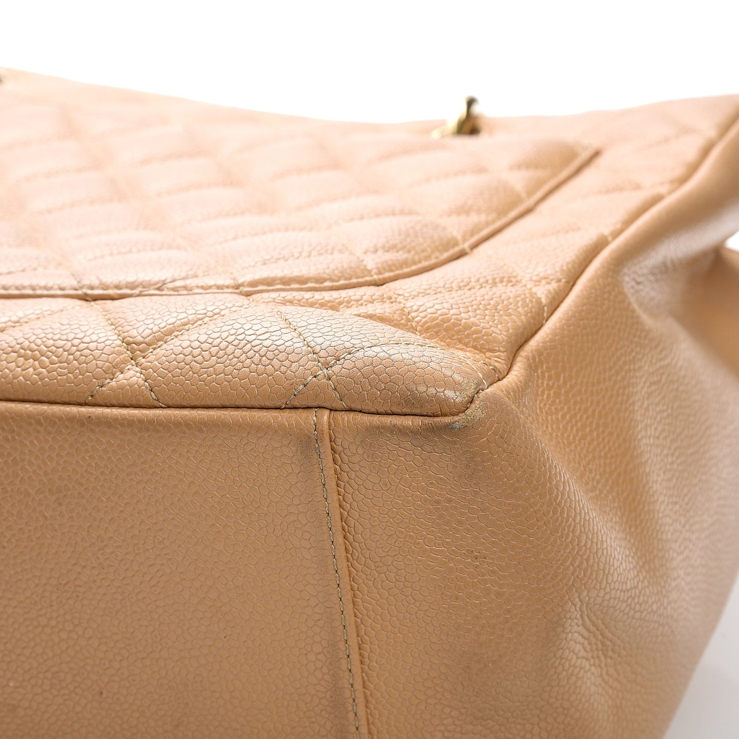 Caviar Quilted Grand Shopping Tote GST Beige