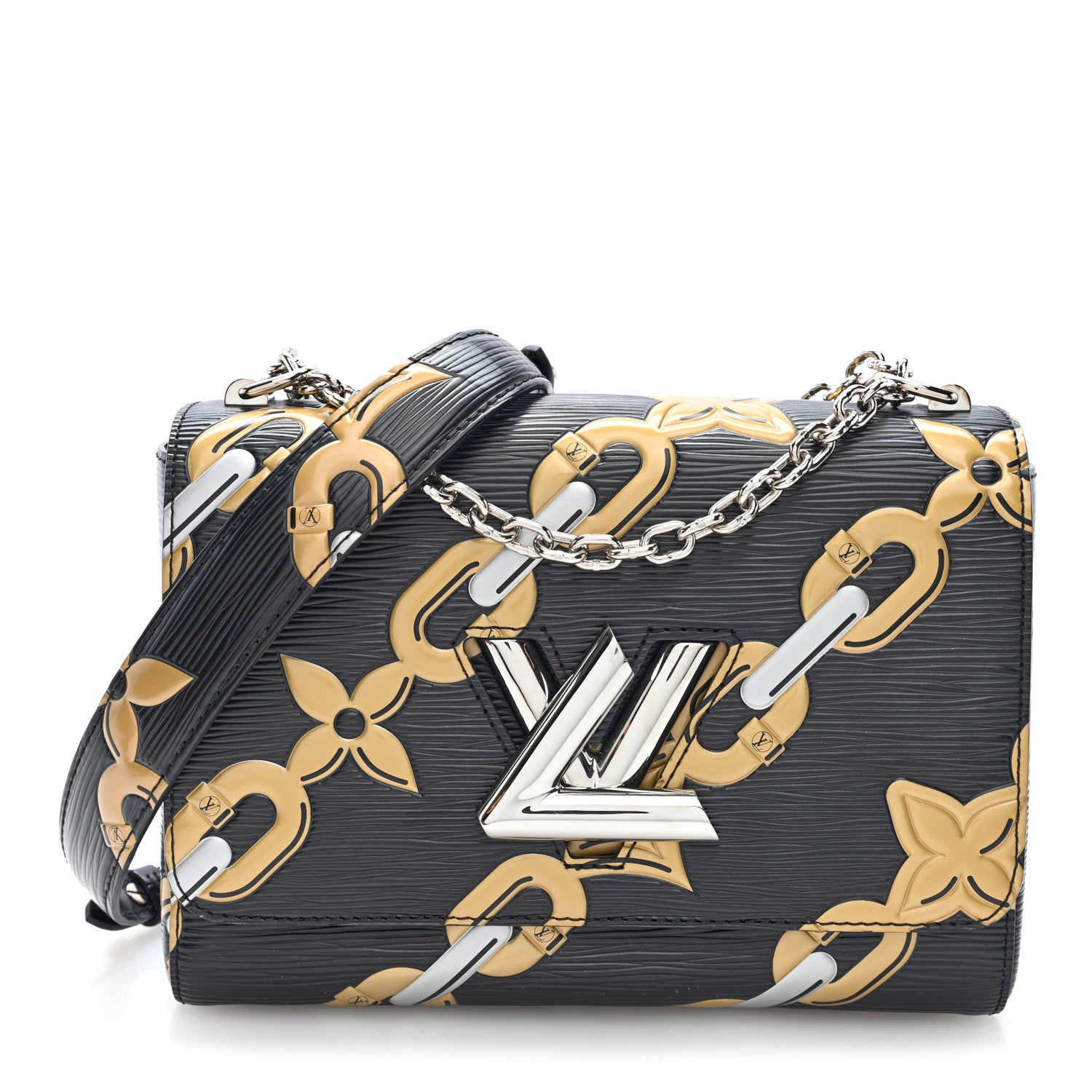 Louis Vuitton Epi Chain Flower Twist Shoulder Bag MM Black 1 of 10