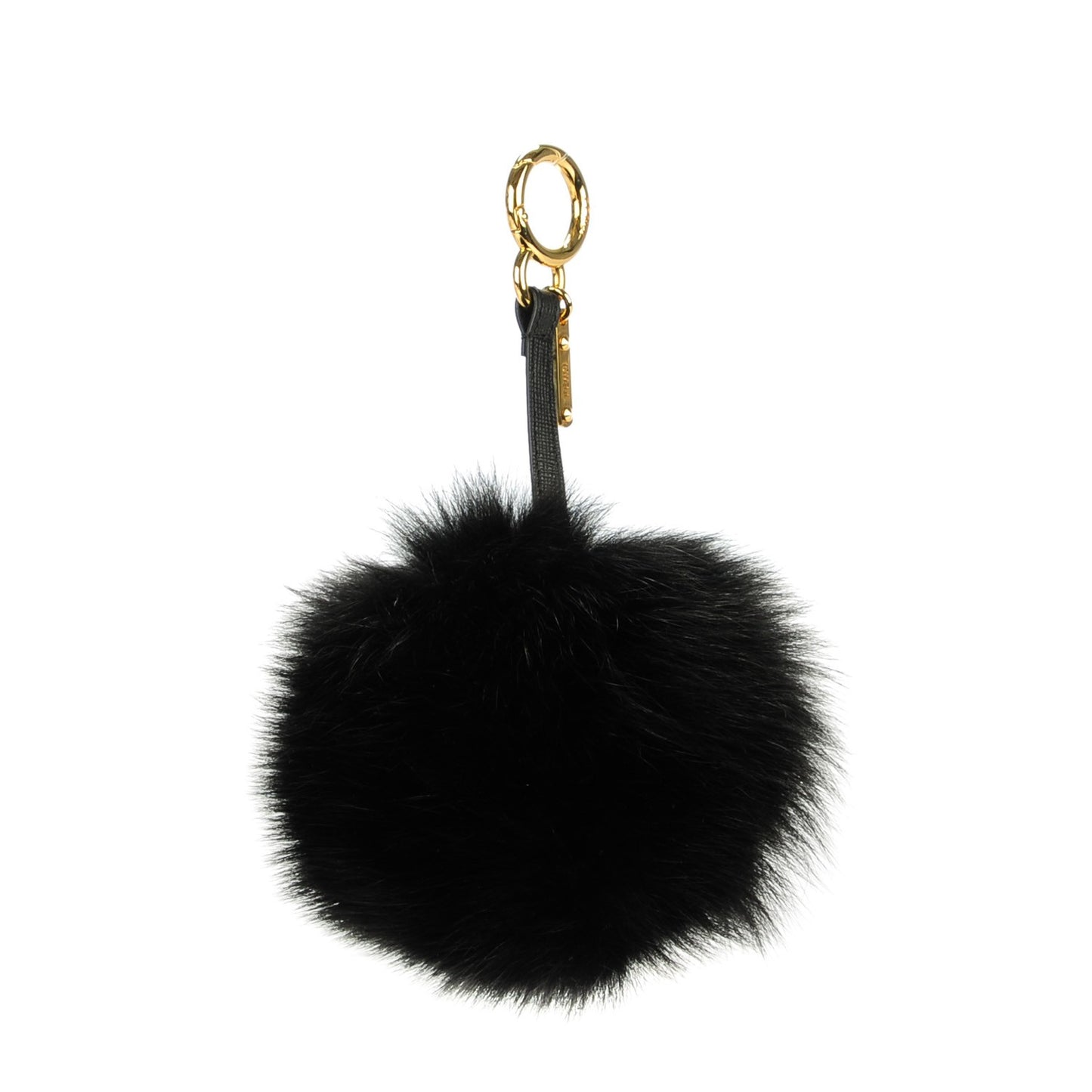 Fox Fur Pom Pom Bag Charm Black