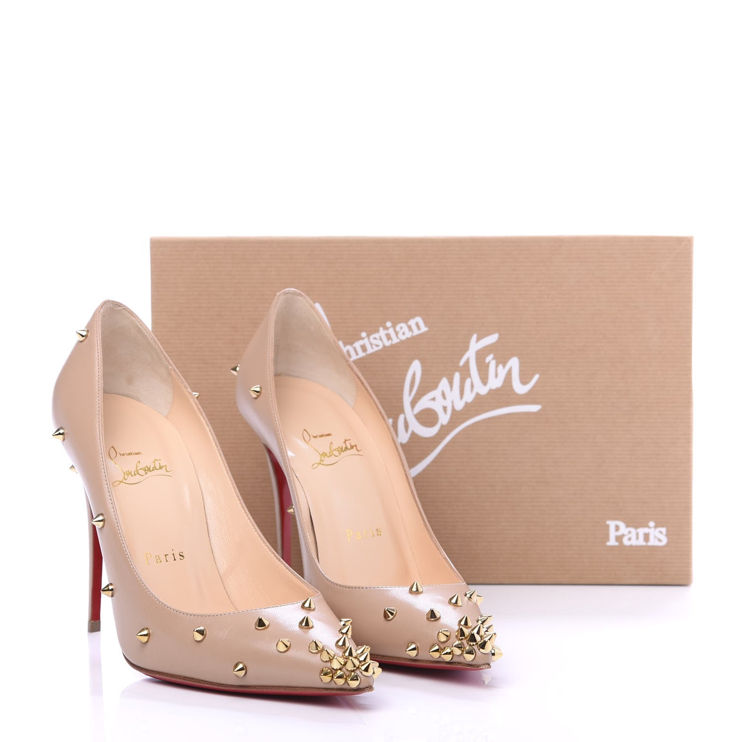 Christian Louboutin Kid Degraspike 100 Pumps 38 Nude Gold 9 of 9