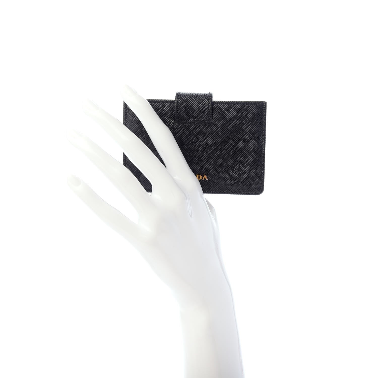 Prada Saffiano Metal Accordion Card Case Black 2 of 6