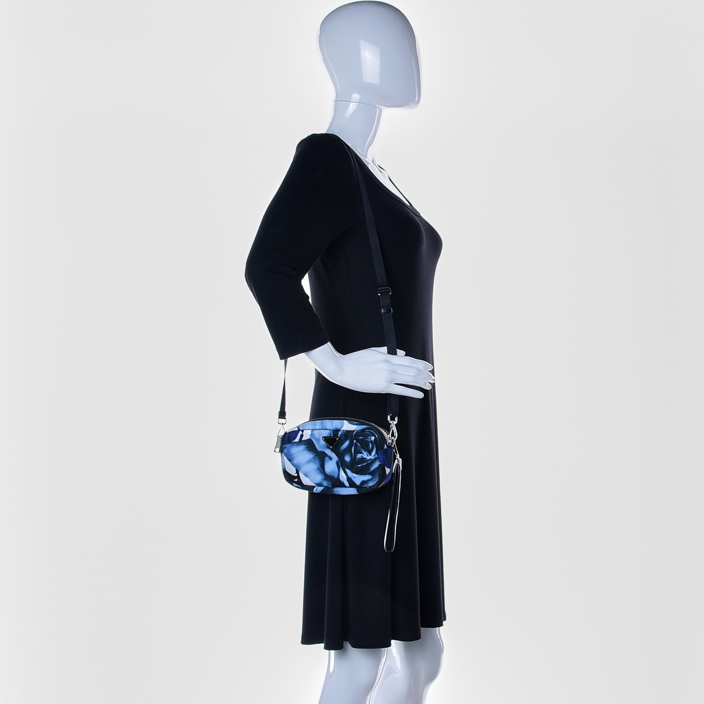 Tessuto Soft Nylon Small Roses Print Convertible Crossbody Wristlet Blue