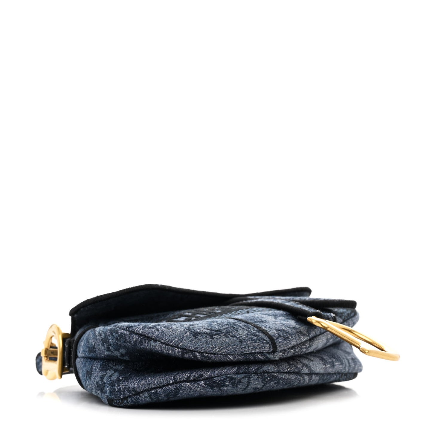 Canvas Embroidered Floral Saddle Bag Blue