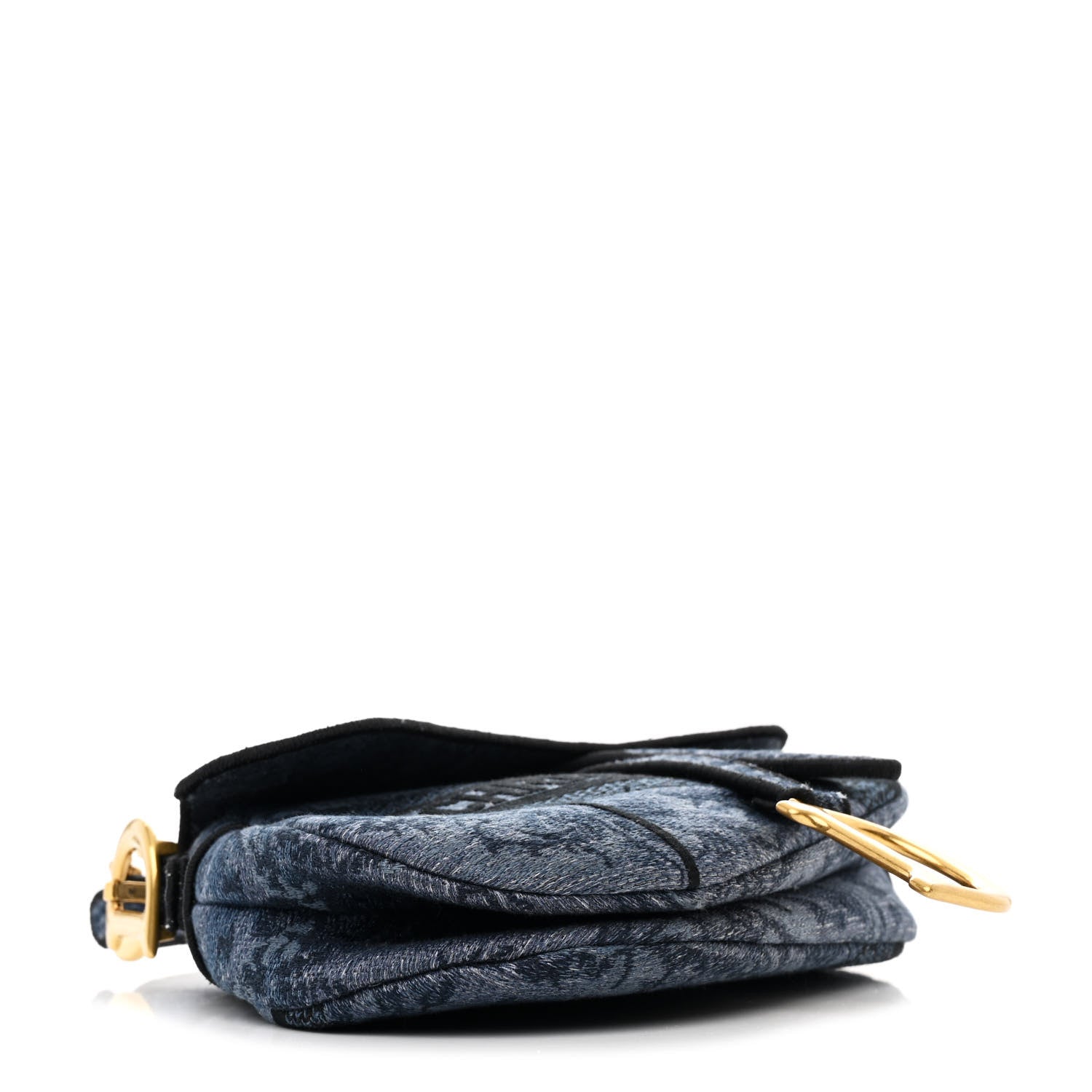 Christian Dior Canvas Embroidered Floral Saddle Bag Blue 4 of 12