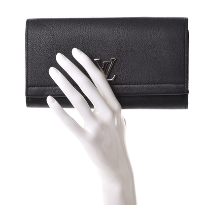 Louis Vuitton Calfskin Lockme II Wallet Black 2 of 7