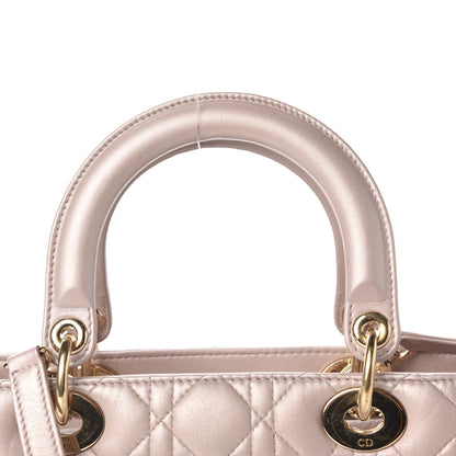 Christian Dior Pearly Lambskin Cannage Medium Lady Dior Lotus 10 of 11