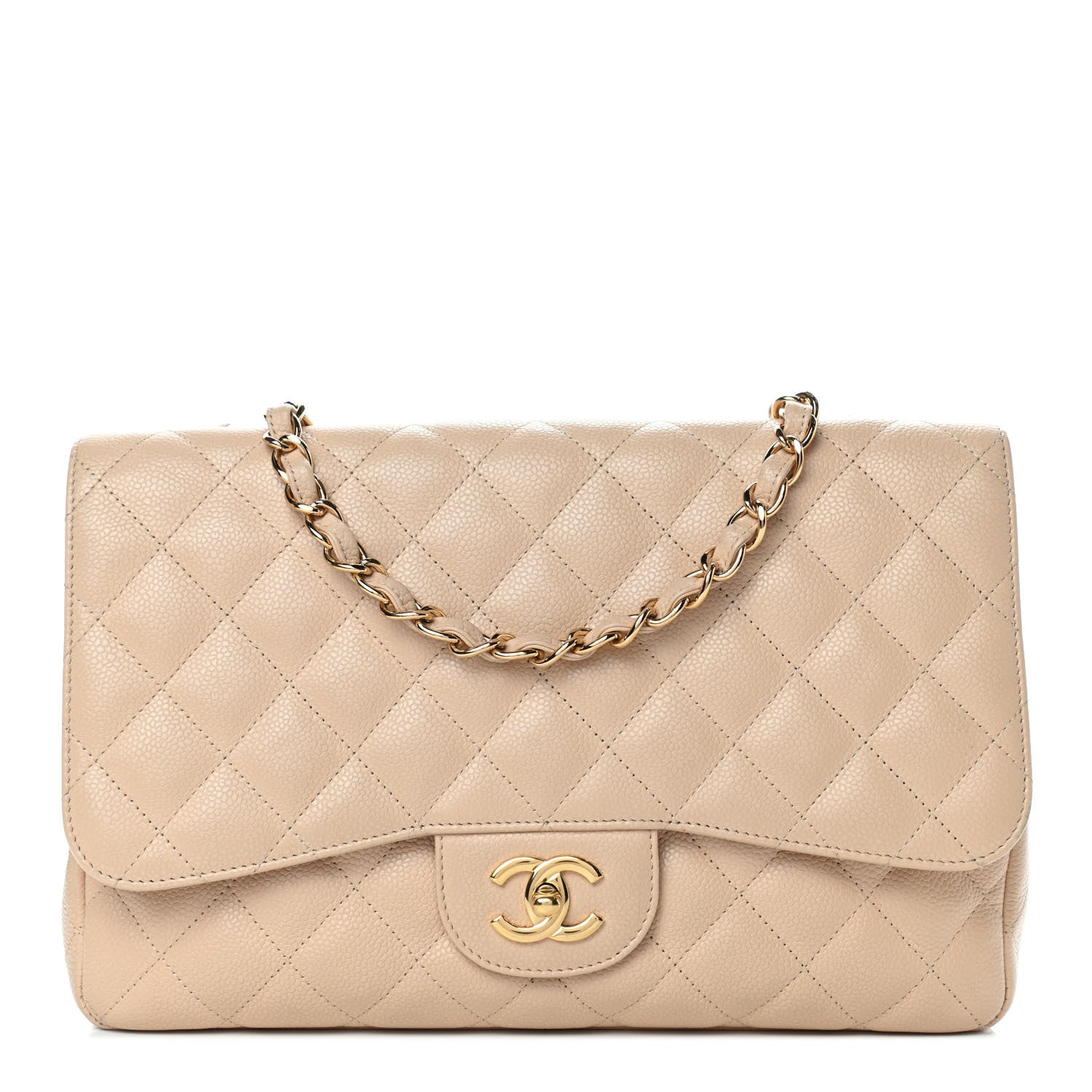 Chanel Caviar Quilted Jumbo Single Flap Beige Clair 1 of 4