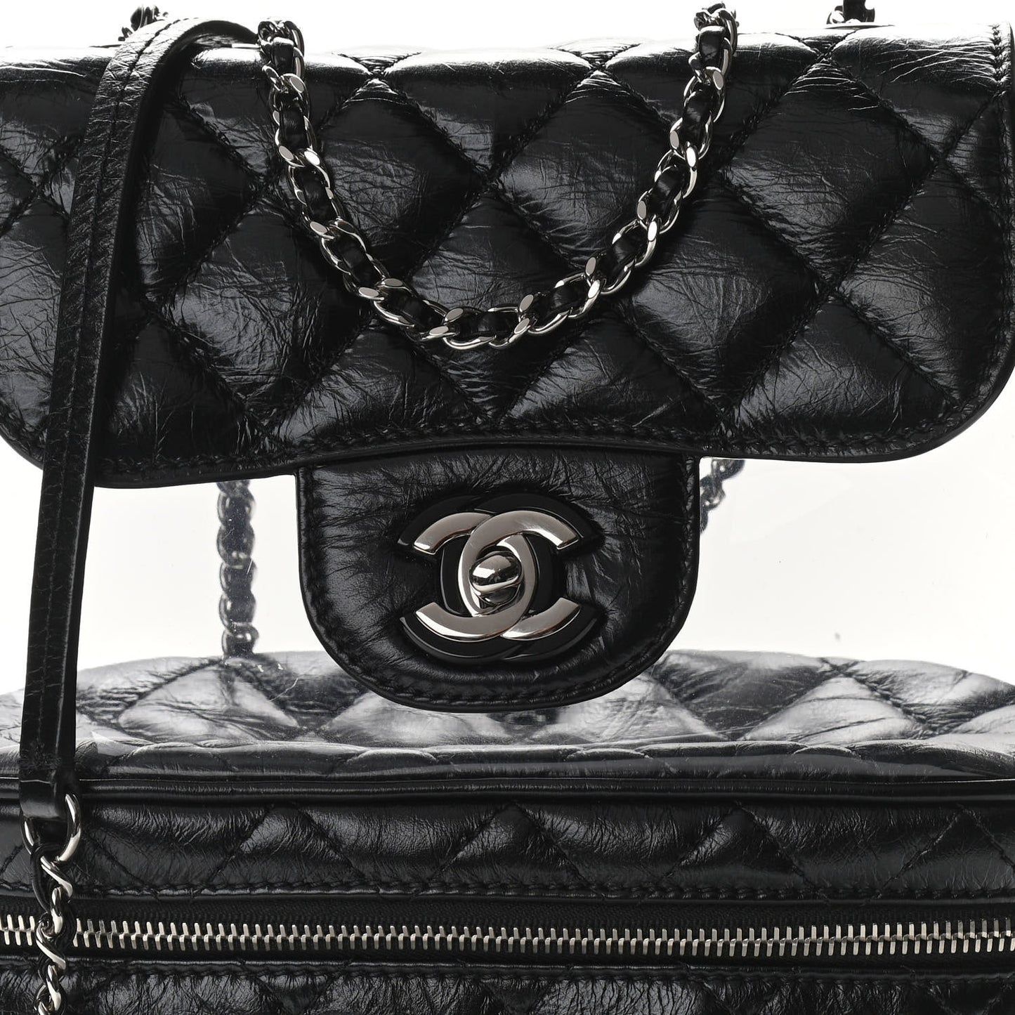 Crumpled Calfskin PVC Quilted Backpack Black