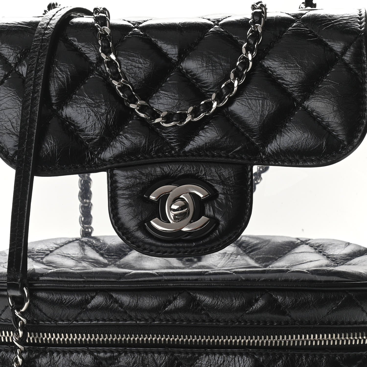 Chanel Crumpled Calfskin PVC Quilted Backpack Black 9 of 11