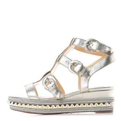 Christian Louboutin Metallic Nappa Rocknbuckle 60 Platform Sandals 38 Gold 1 of 7