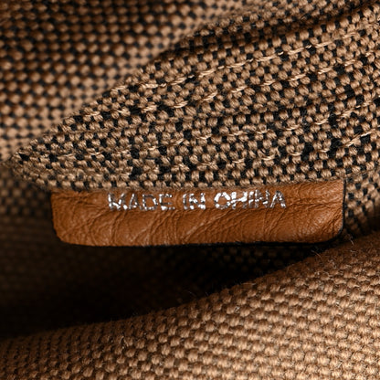 Burberry Grainy Calfskin Canvas Mega Check Medium Ashby Tassel Hobo Saddle Brown 9 of 13