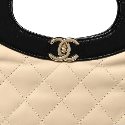 Chanel Aged Calfskin Quilted Large 31 Shopping Bag Beige Black 8 of 10