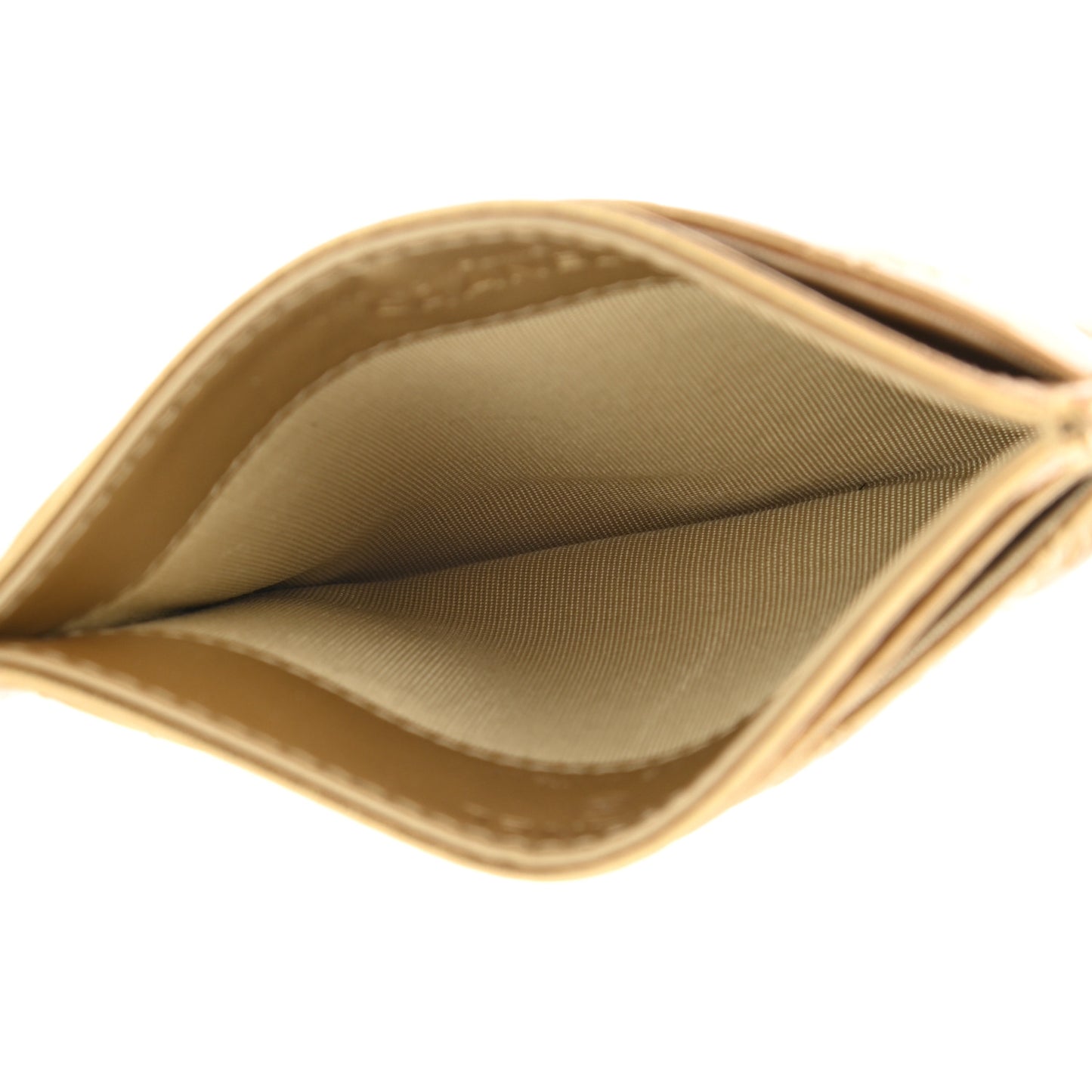 Aged Metallic Calfskin Pearl CC Quilted Card Holder Gold