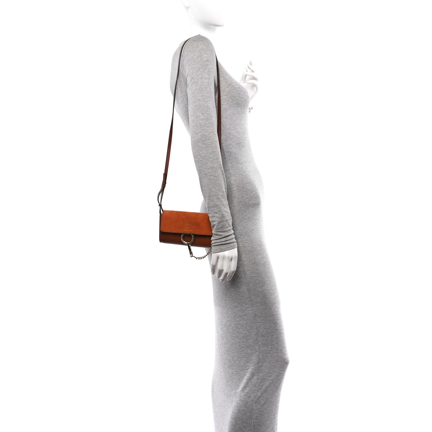 Suede Calfskin Mini Faye Shoulder Bag Tobacco