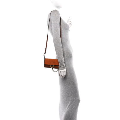 Chloe Suede Calfskin Mini Faye Shoulder Bag Tobacco 3 of 9
