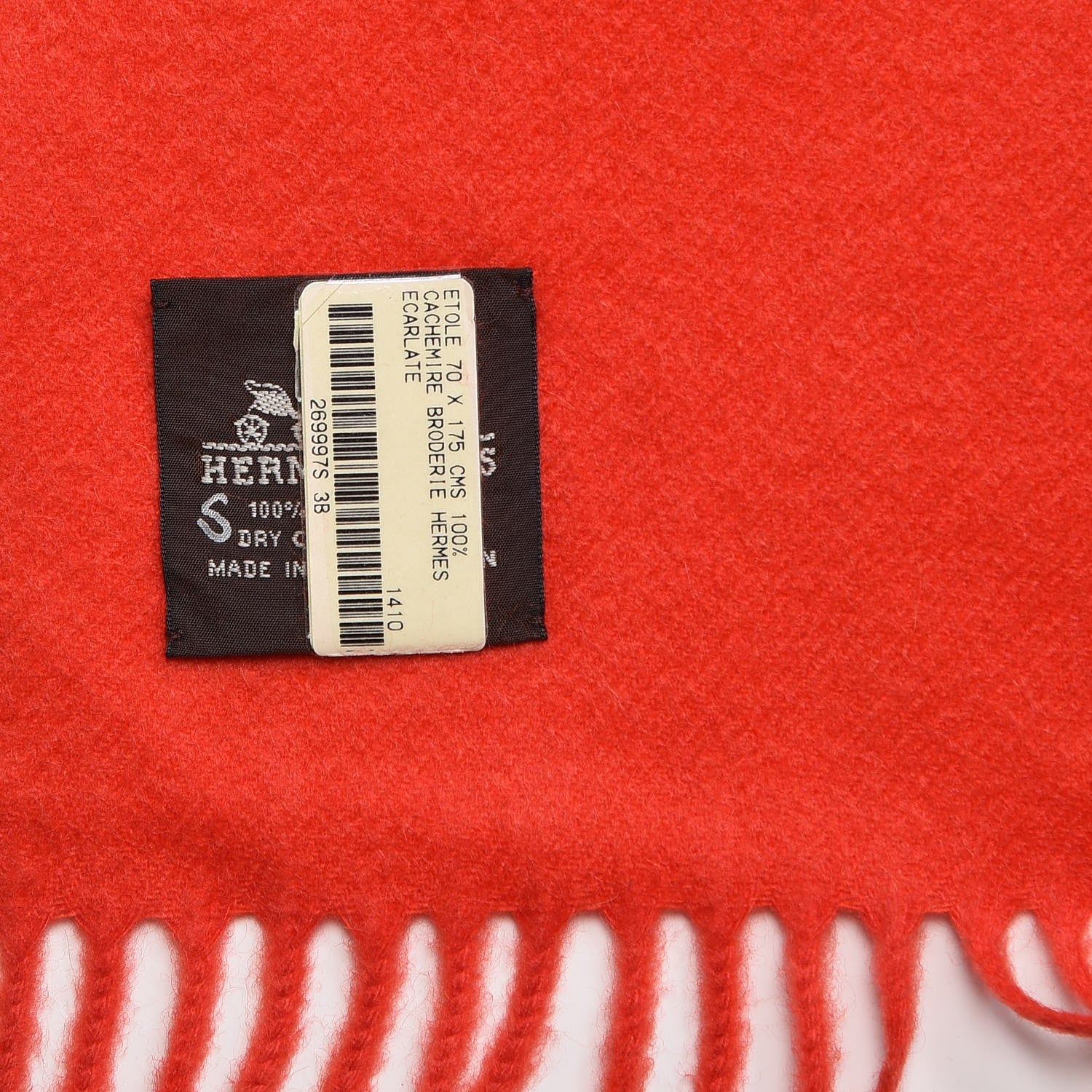 Hermes Cashmere Broderie Scarf Ecarlate 5 of 5