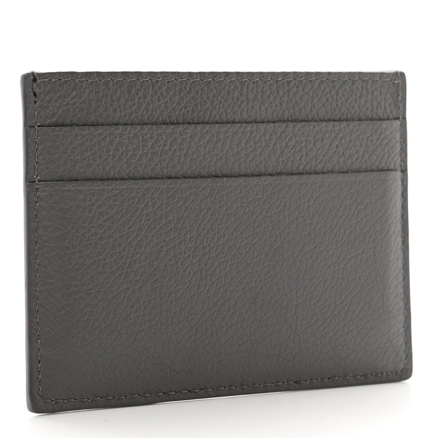 Grained Calfskin Logo Cash Card Holder Graphite Black