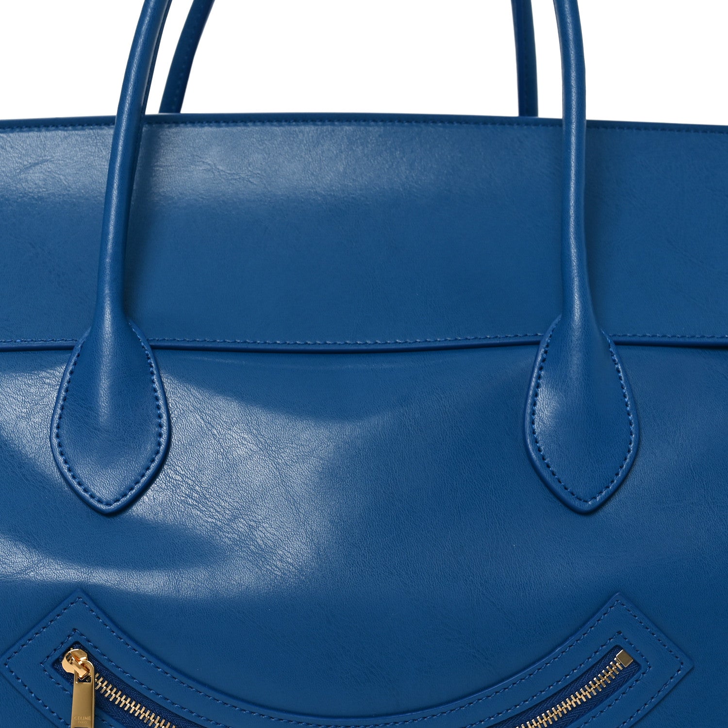 Celine Supple Shiny Lambskin Smiling Medium New Luggage Oxide Blue 6 of 8