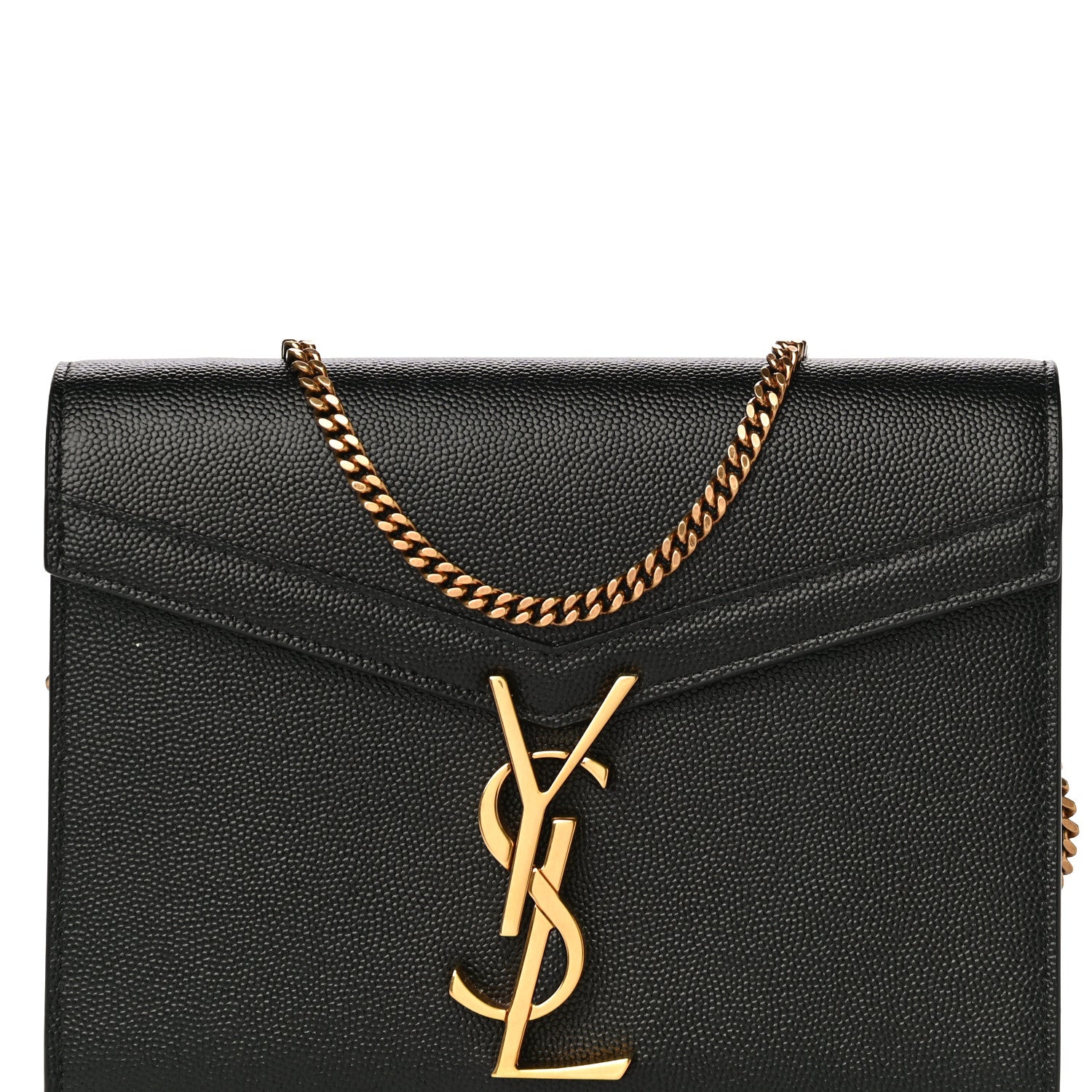 Saint Laurent Grain De Poudre Monogram Cassandra Chain Wallet Black 8 of 11