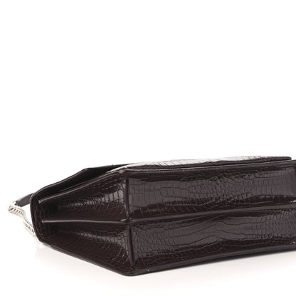 Saint Laurent Calfskin Crocodile Embossed Medium Monogram Sunset Brown 8 of 12
