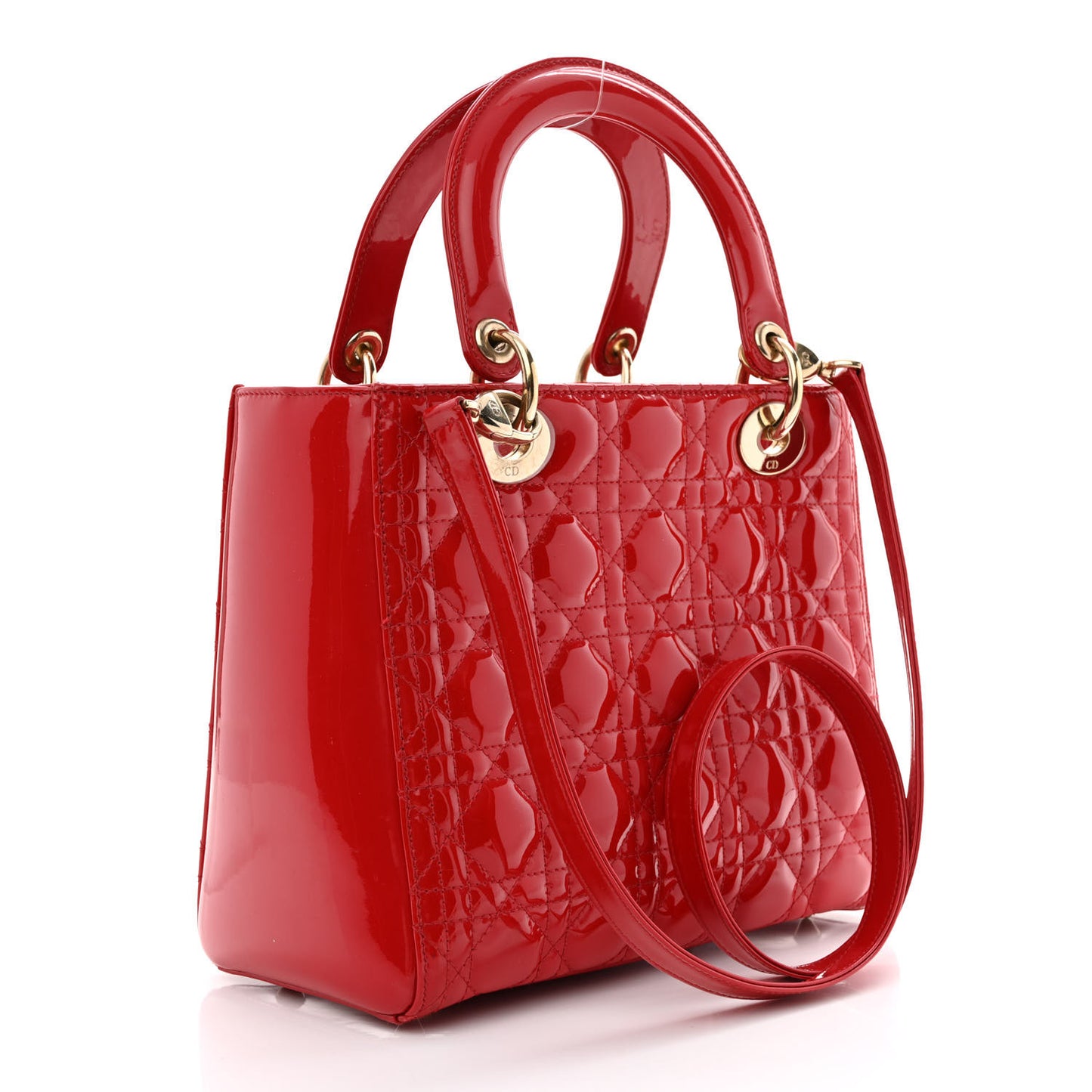 Patent Cannage Medium Lady Dior Red