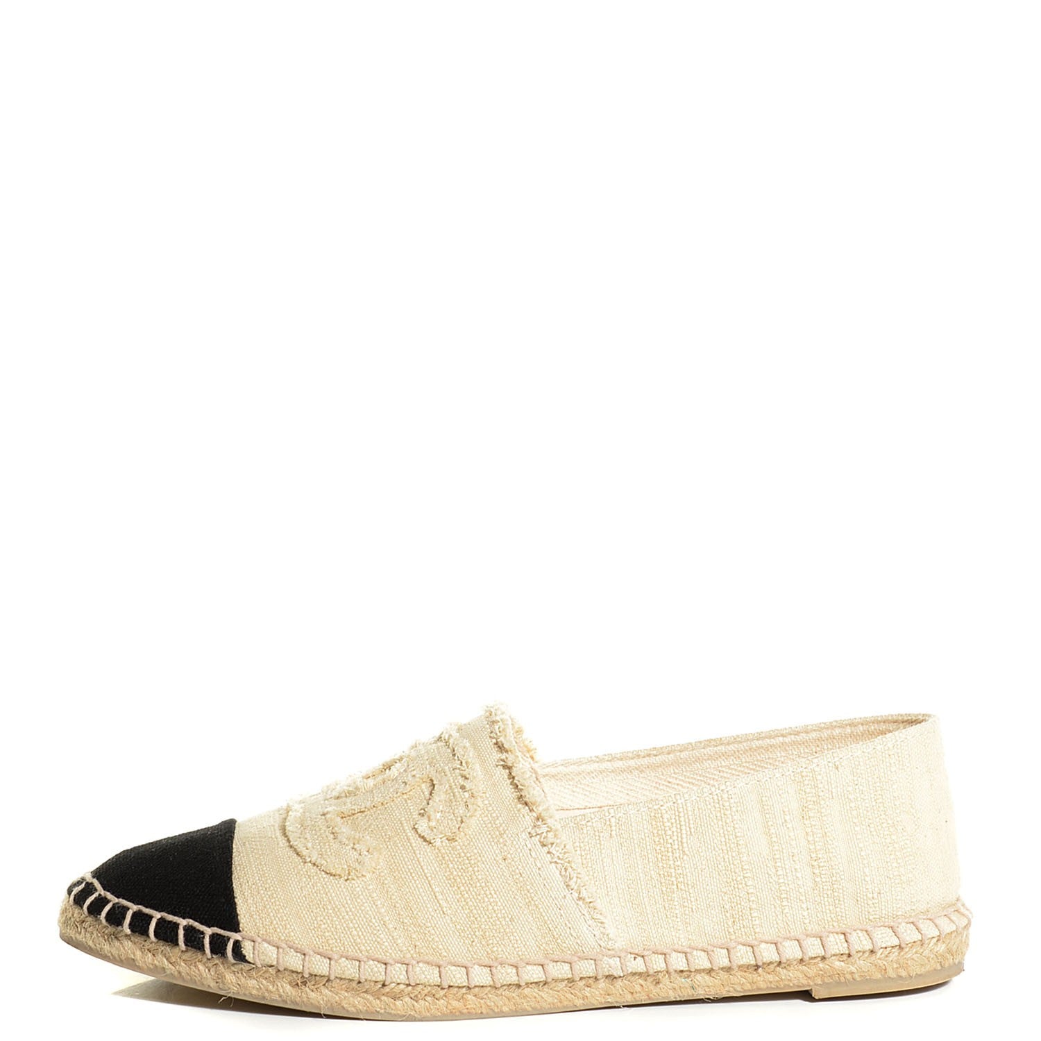 Chanel Toile CC Espadrilles 37 Beige Black 1 of 6