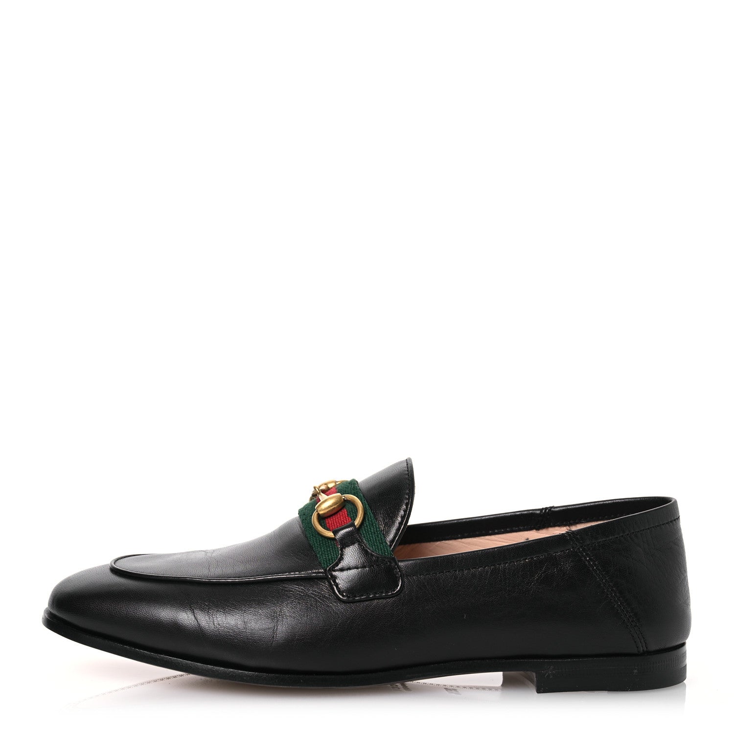 Gucci Malaga Kid Web Womens Horsebit Loafers 35.5 Black 1 of 15