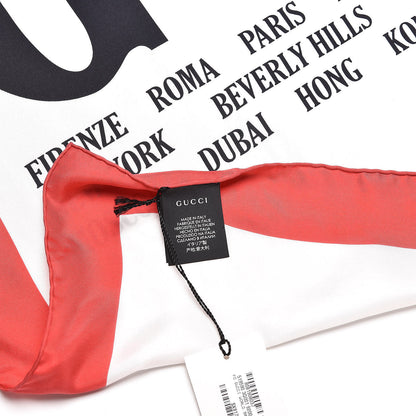Gucci Silk Gucci World Square Scarf Ivory Red 3 of 4